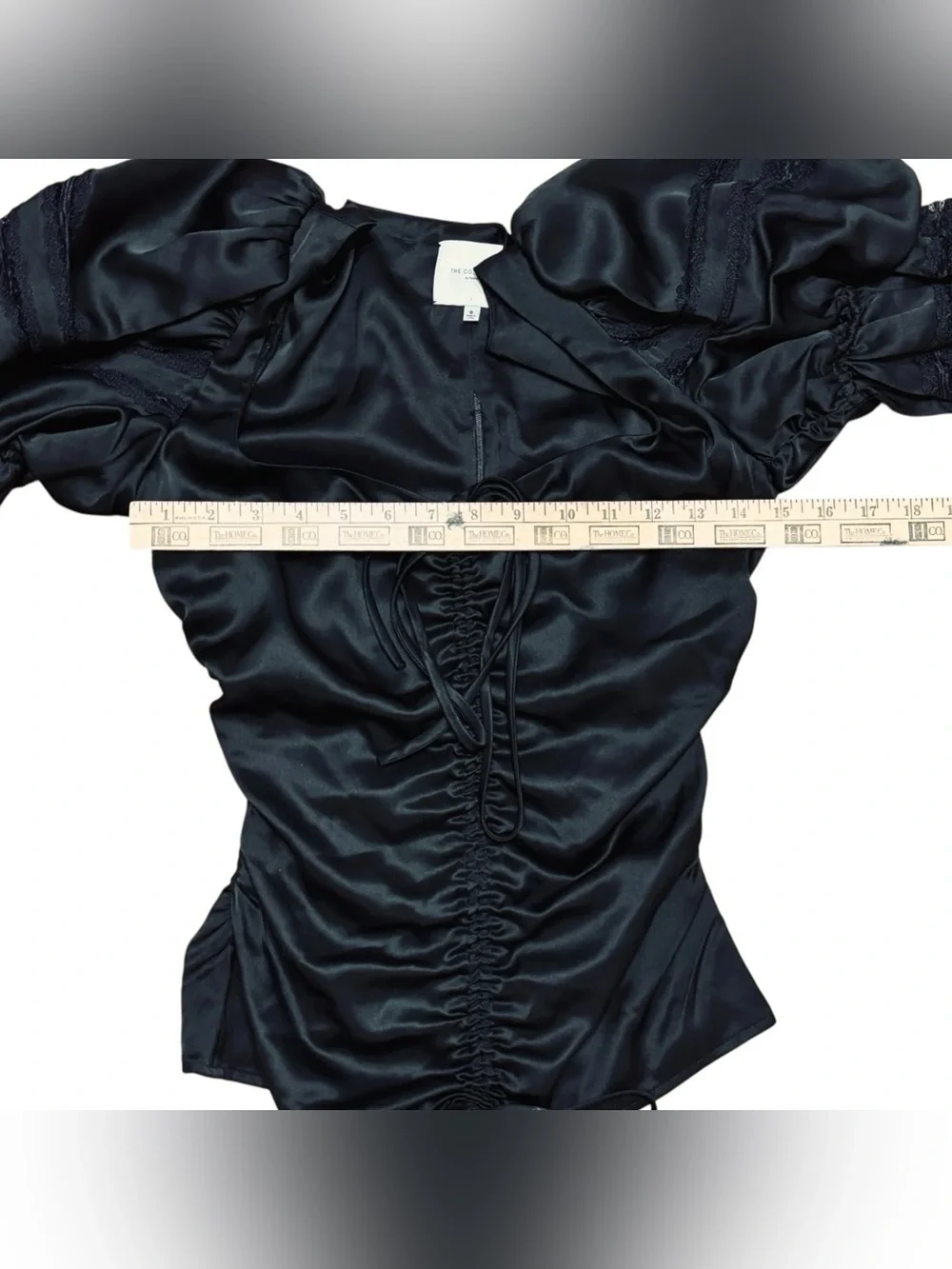 The Collection by Reformation Winchester Top Black Puff Sleeve Blouse Medium 6